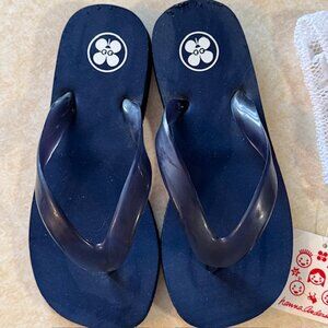 NWT Hanna Andersson Navy Blue Flip Flops & Mesh Bag 1A